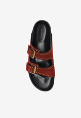 Isabel Marant Lennyo Suede Buckle Sandals Burgundy SD0118FAB2B11S_80BY