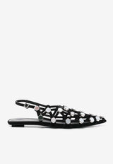 The Attico Grid Slingback Flats Black 246WSH00801_100