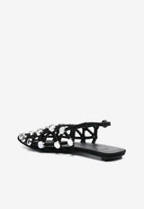 The Attico Grid Slingback Flats Black 246WSH00801_100