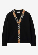Burberry Kids Boys Check-Trimmed Wool Cardigan Black 8117201171211/S_BURBE-A1189