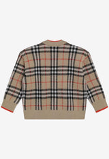 Burberry Kids Baby Boys Wool Check Cardigan Beige 8121181171210/S_BURBE-B9368