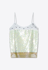 توب بلا أكمام مُزين بخيوط معدنية