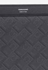 Salvatore Ferragamo Monogram Pouch Bag Gray 241664 ALL OVER 779696-NERO GRI