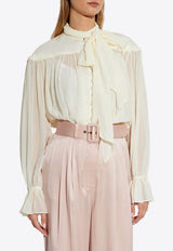 Tie Collar Button-Up Shirt
