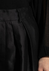 بنطال كراش بقَصة ساق واسعة بثنيات