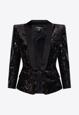Sequined Blazer with Padded Shoulders