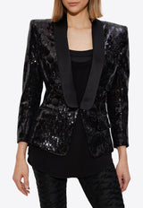 Sequined Blazer with Padded Shoulders