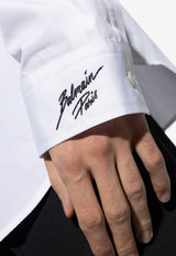 Balmain Cotton shirt with embroidered logo White EH1HS409 CF43-0FA