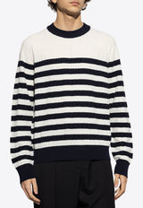 Balmain Sweater with striped pattern Cream EH1KD106 KI01-GCR