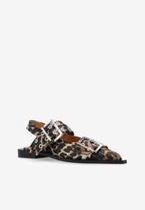 Leopard Print Buckled Slingback Flats