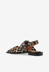 Leopard Print Buckled Slingback Flats