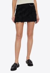 Feathered Tweed Mini Skirt