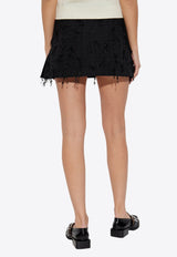 Feathered Tweed Mini Skirt