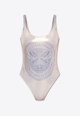 Versace Statue Print One-Piece Swimsuit Gray 1016592 1A13690-5E450