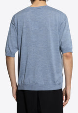 Moschino M Logo Wool Blend T-shirt Blue 251ZZ A0906 0201-0307