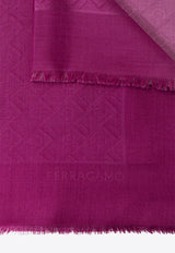 Ferragamo Logo Monogram Silk-Blend Scarf Pink 320960 SL MONODEGRA 779306-COTTON CANDY PINK