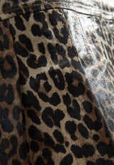 فستان قصير من الدنيم بنقشة جلد الفهد