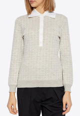 Givenchy Monogram Jacquard Wool-Blend Polo Sweater Gray BW90T G4ZPB-250