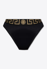 Versace Logo-Waistband Bikini Briefs Black DÓŁ ABD01095 1A11119-A1008