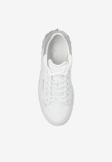 Jimmy Choo Diamond Maxi II Glittered Sneakers White DIAMOND MAXI F II IVR-X WHITE SILVER