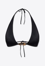 Versace Logo-Plaque Bikini Top Black GÓRA 1018127 1A12917-1B000