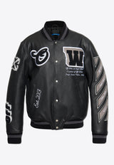 Off-White Leather Bomber Jacket Black OMJA122C99 LEA004-1010