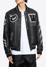 Off-White Leather Bomber Jacket Black OMJA122C99 LEA004-1010