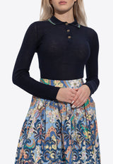 Long-Sleeved Wool Polo T-shirt