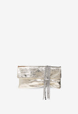 Jimmy Choo Zandra Crystal-Embellished Leather Clutch ZANDRA BYN-LIGHT PLATINUM SILVER