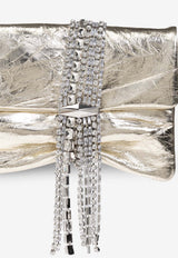 Jimmy Choo Zandra Crystal-Embellished Leather Clutch ZANDRA BYN-LIGHT PLATINUM SILVER