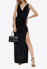Versace Safety Pin Gathered Maxi Gown Black 1018625 1A12497-1B000