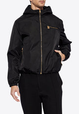Versace Nylon Zip-Up Windbreaker Jacket Black 1018851 1A02928-1B000
