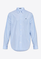 Versace Embroidered-Medusa Striped Shirt Light Blue 1018832 1A13453-2WG70