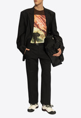 Alexander McQueen Graphic Print T-shirt Brown 815011 QTADA-0814