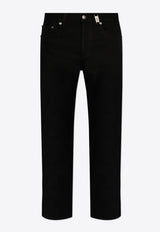 Alexander McQueen Skull-Plaque Straight-Leg Jeans Black 813573 QYAAC-1000