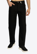 Alexander McQueen Skull-Plaque Straight-Leg Jeans Black 813573 QYAAC-1000