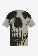 Alexander McQueen Skull-Print Crewneck T-shirt Gray 815067 QTAC5-0582