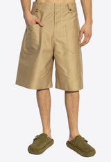 Alexander McQueen Wide Leg Bermuda Shorts Beige 813444 QSAAX-9730