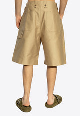 Alexander McQueen Wide Leg Bermuda Shorts Beige 813444 QSAAX-9730