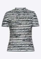 Balmain Printed Short-Sleeved T-shirt Monochrome EF1ALA55 JK05-GAB