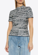 Balmain Printed Short-Sleeved T-shirt Monochrome EF1ALA55 JK05-GAB