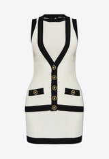 Balmain Knitted Sleeveless Mini Dress Cream EF1R5086 KH88-GAU