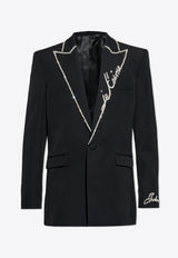 Balmain Love Letter Wool Blazer Black EH1SE285 09WC-EHV