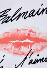 Balmain Kiss-Print Crewneck T-shirt White EF1EG110 GE45-GQV