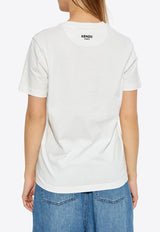 Kenzo Logo-Embroidered Crewneck T-shirt White FF52TS150 4SG-02