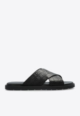 Monogram-Embossed Leather Slides