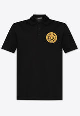 Versace Embroidered Chain Crest Polo T-shirt Black 1013906 1A13413-1B000