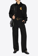 Versace Embroidered Chain Crest Polo T-shirt Black 1013906 1A13413-1B000