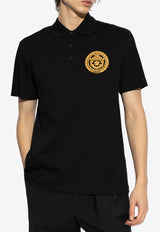 Versace Embroidered Chain Crest Polo T-shirt Black 1013906 1A13413-1B000