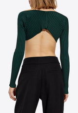 Jacquemus Logo-Plaque Long-Sleeved Cardigan Green 251KN108 2423-590